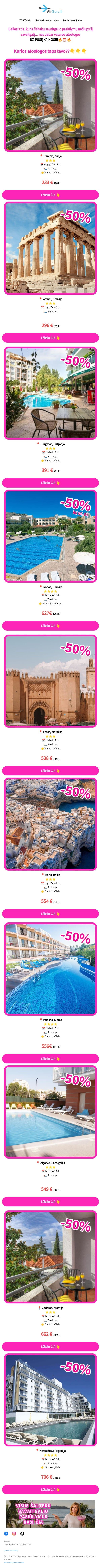 Vasaros atostogos už pusę kainos😱🔥 email from AirGuru screenshot