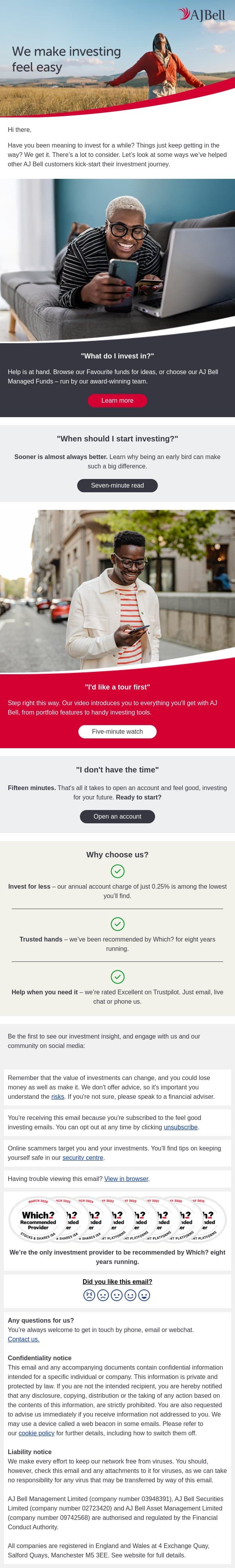 We’ll get you investing-ready email from AJ Bell screenshot