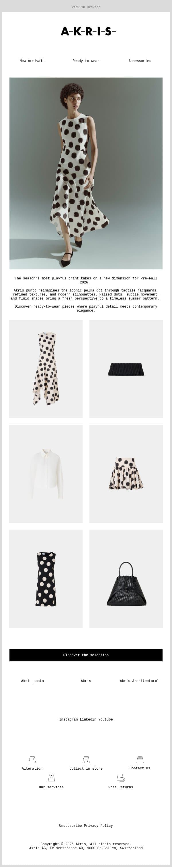 The Art of Polka Dots email from Akris screenshot