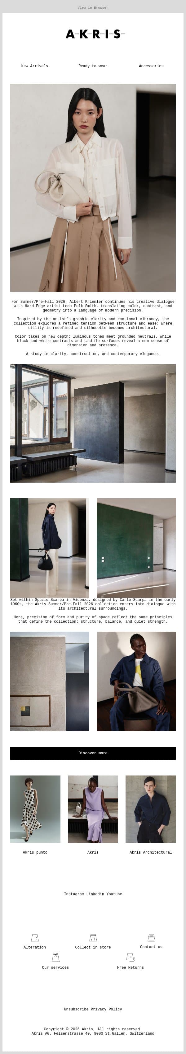 Akris PF26: In Color and Form email from Akris screenshot