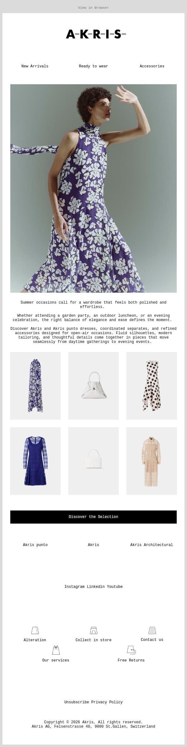 Garden Party Dressing email from Akris screenshot