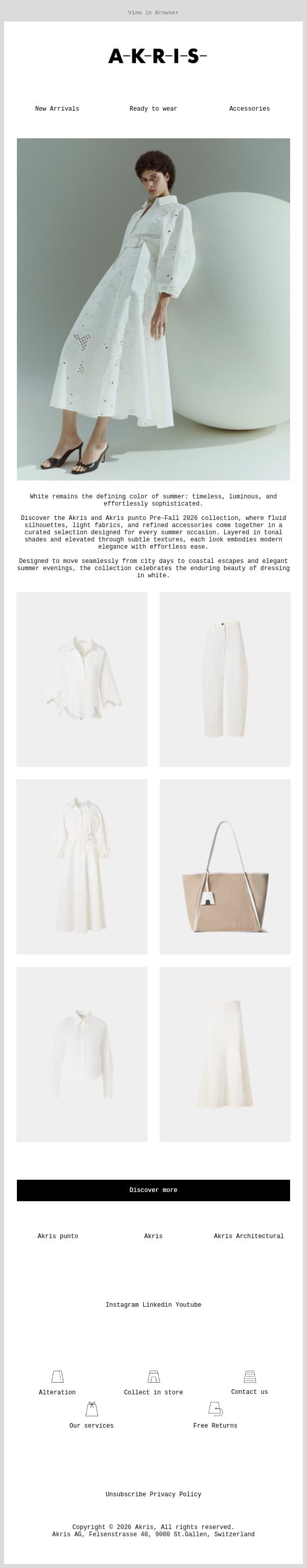 The White Edit email from Akris screenshot