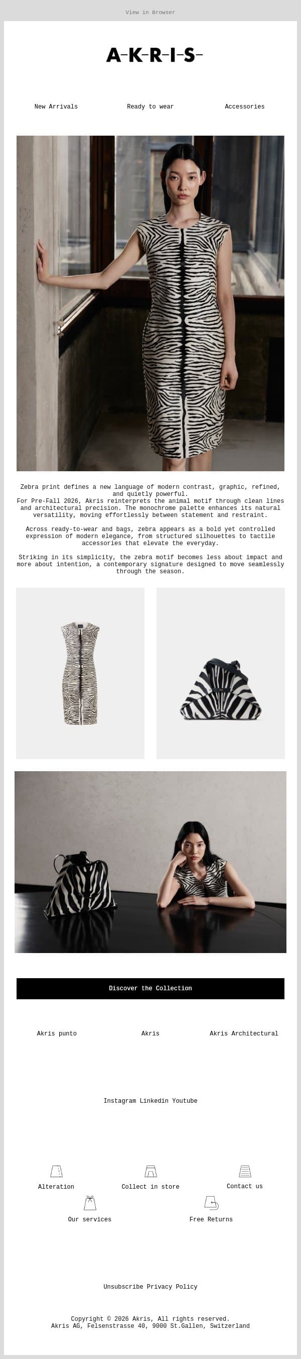 Zebra Reimagined email from Akris screenshot