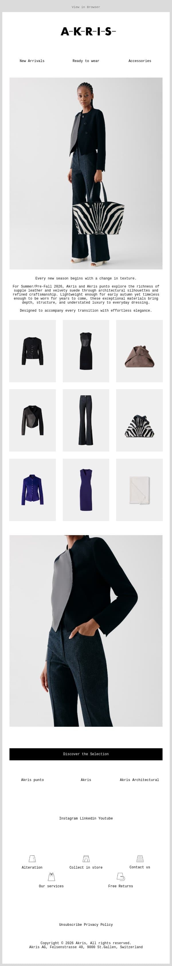 The Fall Transition email from Akris screenshot