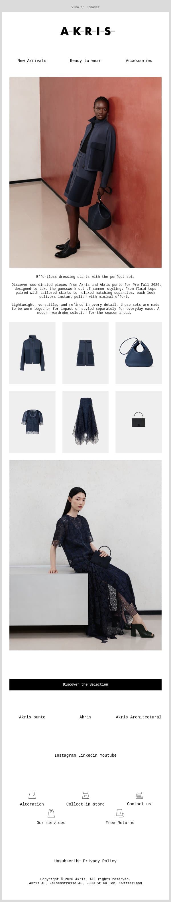 Wear Together. Style Apart. Summer Sets email from Akris screenshot