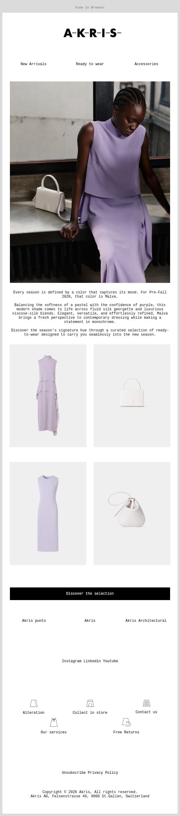 The Color of the Season: Malva email from Akris screenshot