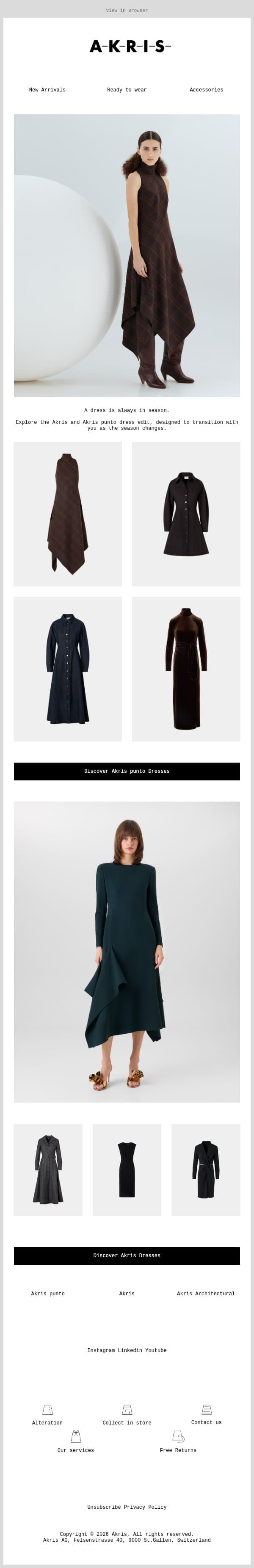 Just for you | The Fall Dress Edit email from Akris screenshot