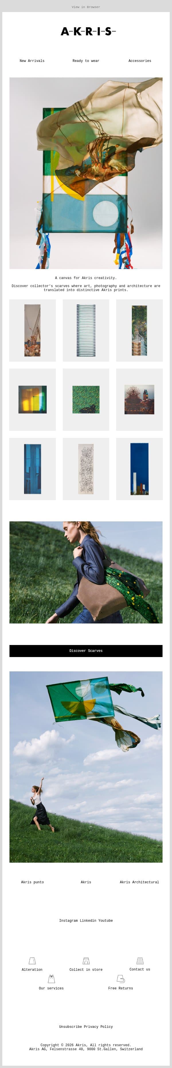 New | The Akris Collector's Scarves email from Akris screenshot