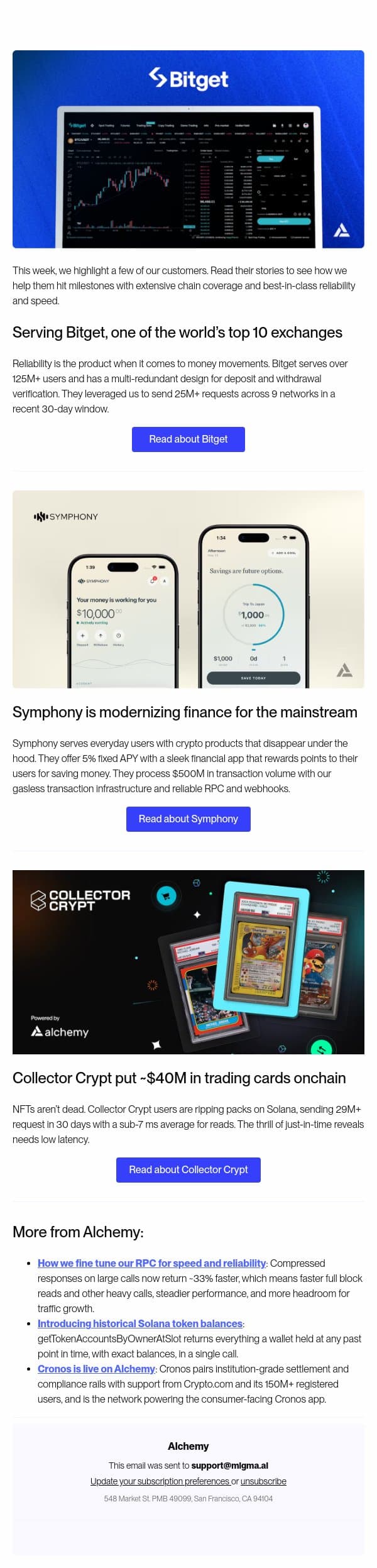 How Bitget serves 125 million users with Alchemy email from Alchemy screenshot