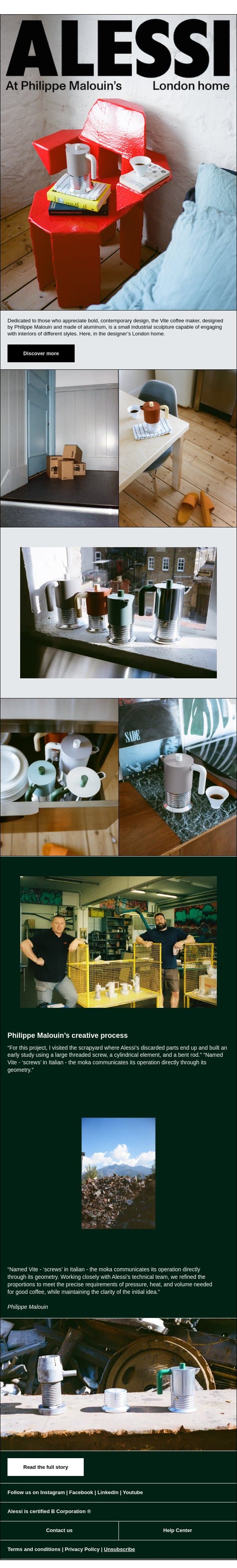 The Inspiration behind Malouin's creation email from Alessi screenshot