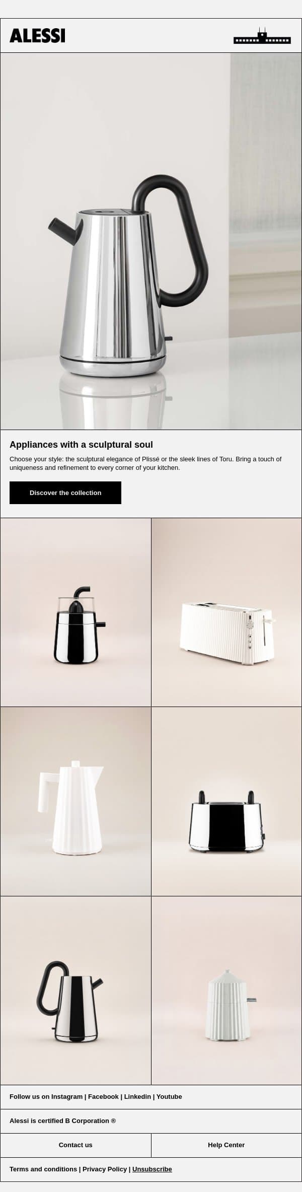 Discover Alessi Kitchen Appliances email from Alessi screenshot