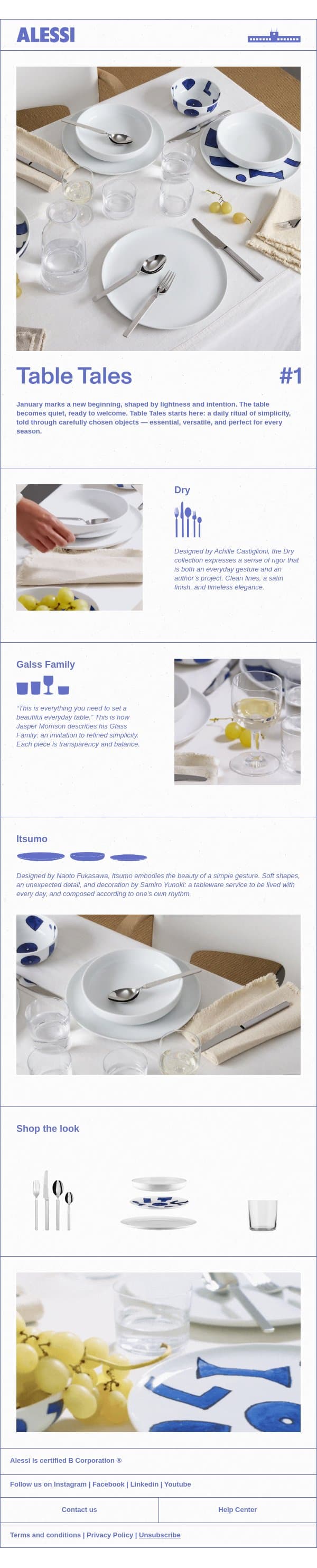 Table Tales #1 email from Alessi screenshot