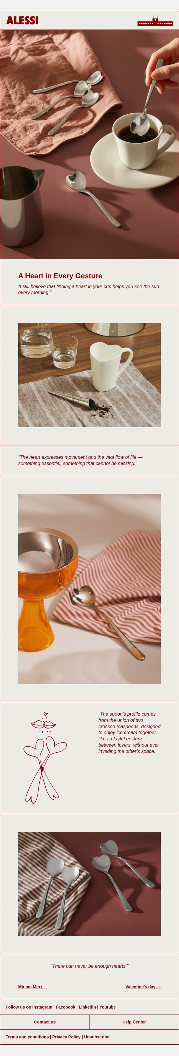 “There are never enough hearts” email from Alessi screenshot