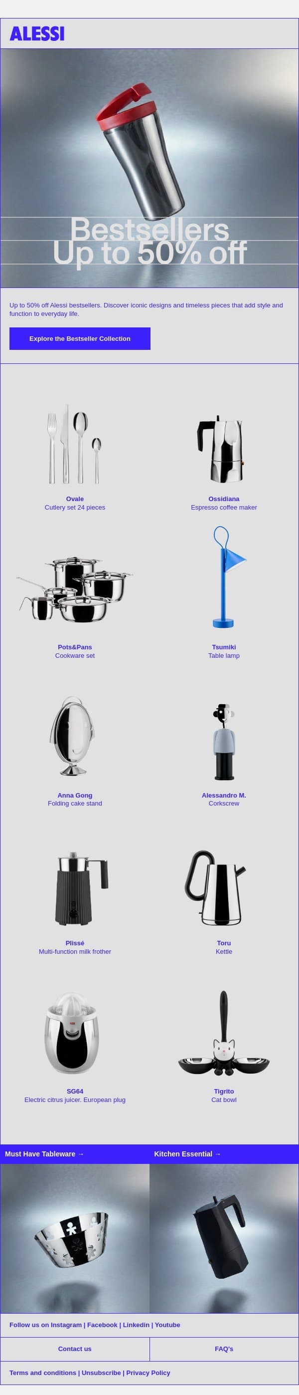 Shop the Best of Our Winter Collection email from Alessi screenshot