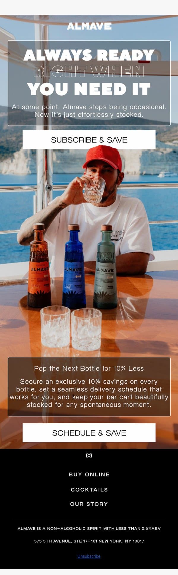 Always Ready When You Are 🍹 email from Almave screenshot