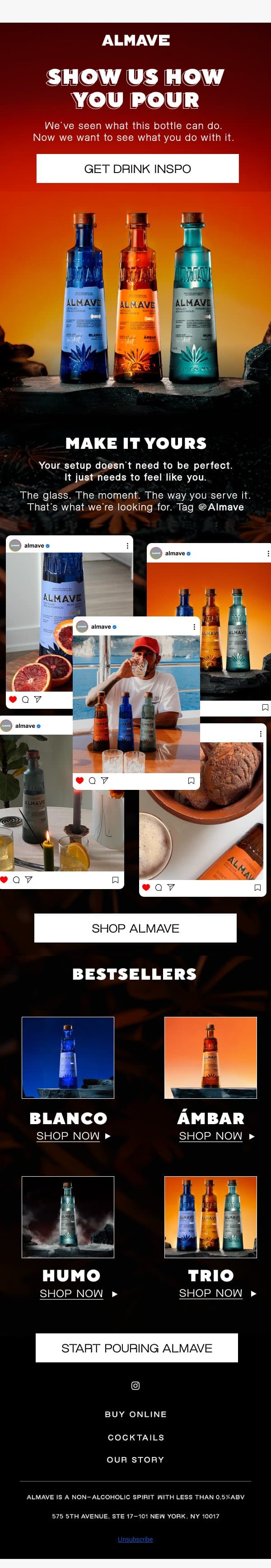 Good Setup? Good Lighting? Good Pour? 👀 email from Almave screenshot