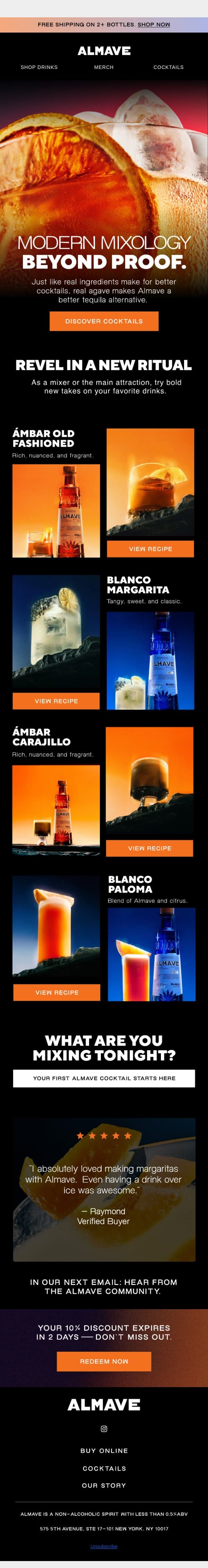 Ingredients make all the difference email from Almave screenshot