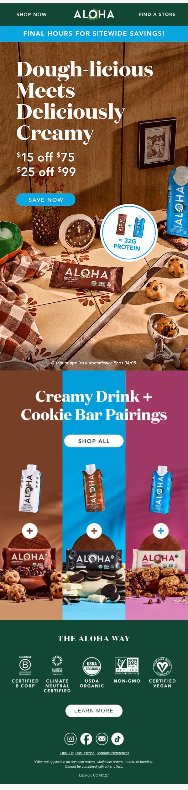 Final day to snack and stack email from Aloha screenshot