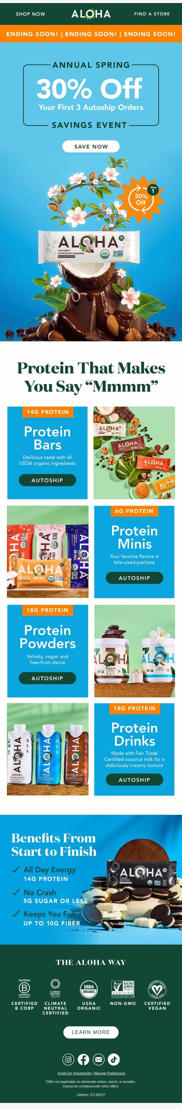 Your top picks, right on time 😉 email from Aloha screenshot