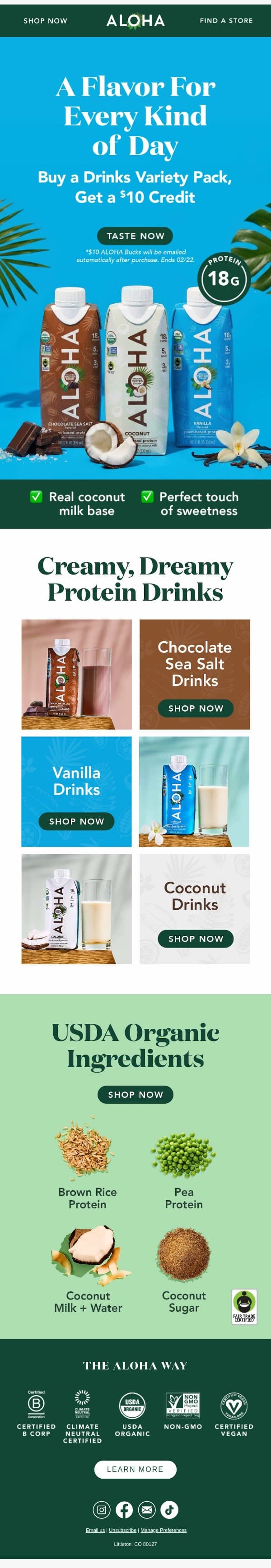 Get a $10 credit for your favorite email from Aloha screenshot