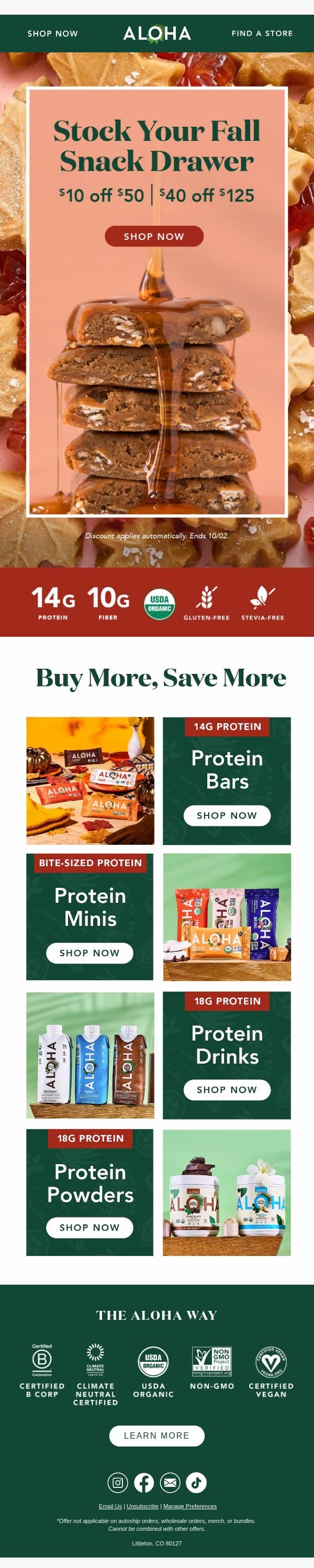 The best way to satisfy your sweet tooth email from Aloha screenshot