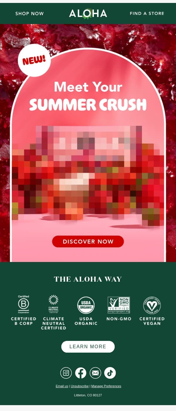 For a limited time only 🍓 email from Aloha screenshot