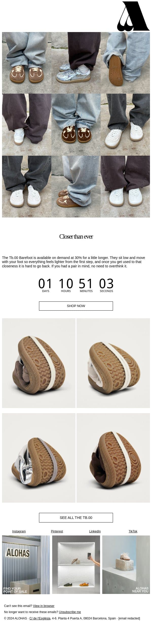 Still thinking of the Tb.00? email from ALOHAS screenshot