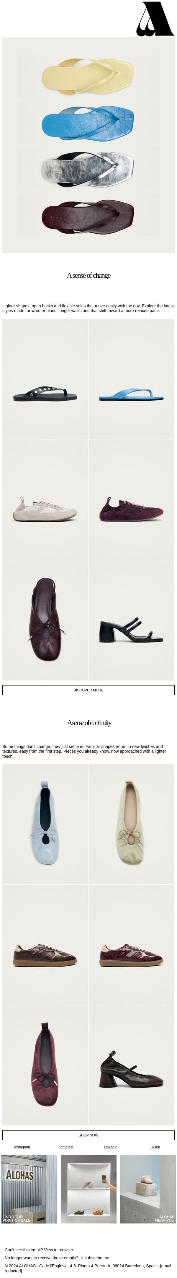 A familiar feeling and new shape email from ALOHAS screenshot