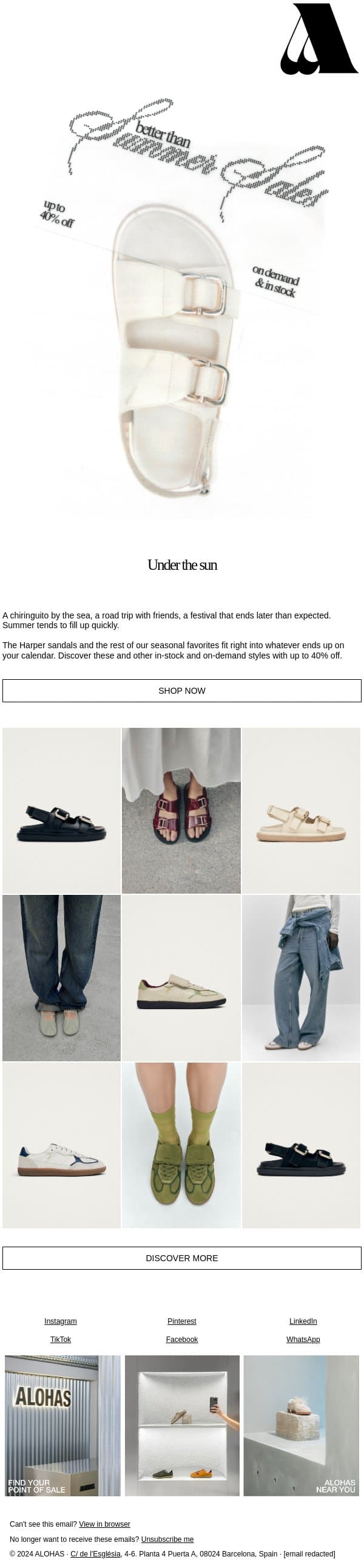 Better than Summer Sales email from ALOHAS screenshot