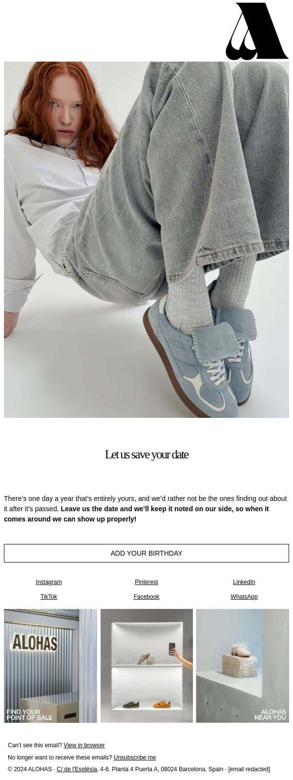 When’s your main character day? email from ALOHAS screenshot