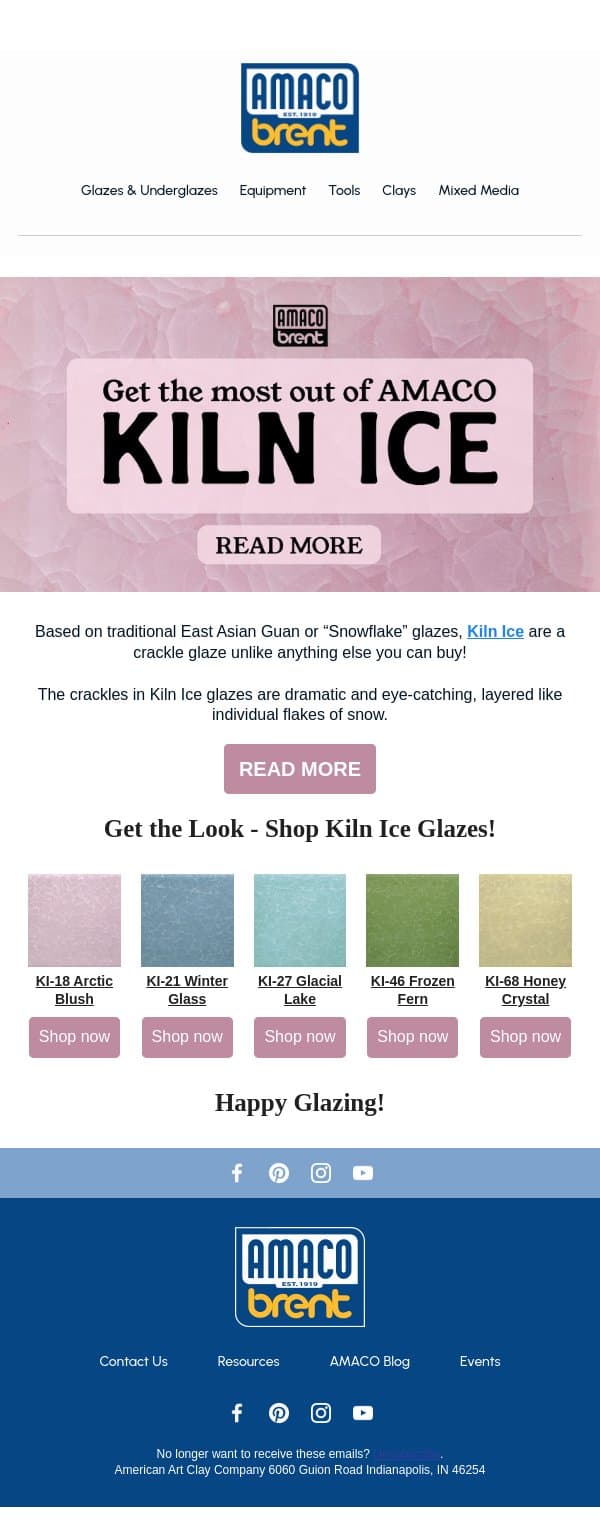 Mastering Kiln Ice Glazes: Tips Inside! email from AMACO screenshot