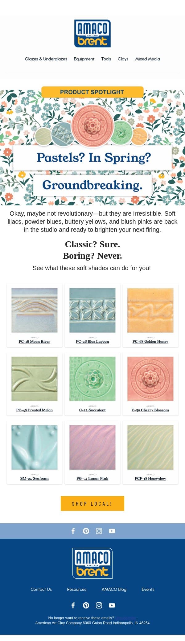 Pastels For Spring email from AMACO screenshot