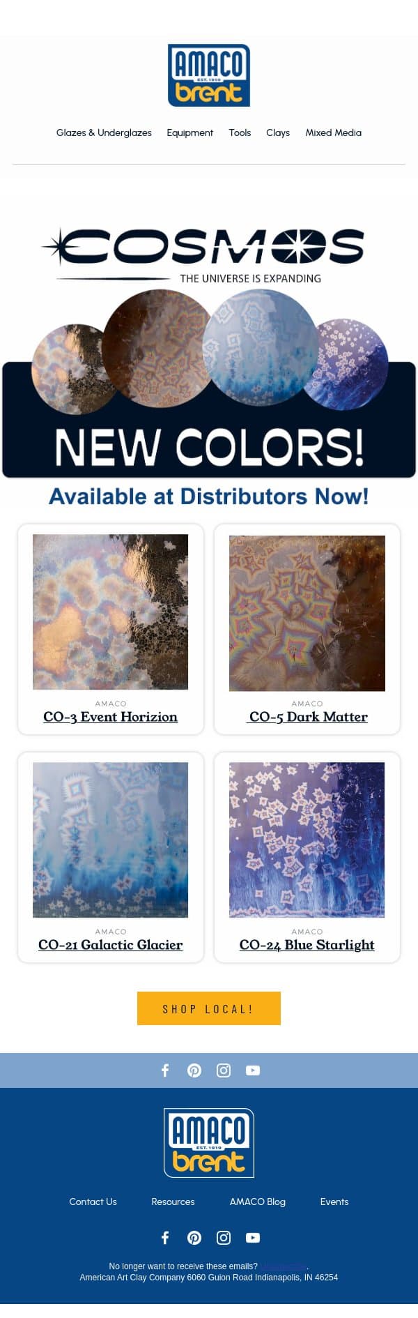 A Closer Look at New Cosmos Colors email from AMACO screenshot