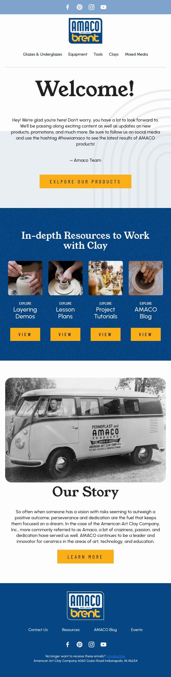 Thanks for signing up! email from AMACO screenshot