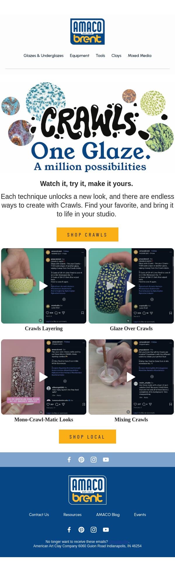 One Glaze, A Million Possibilities email from AMACO screenshot