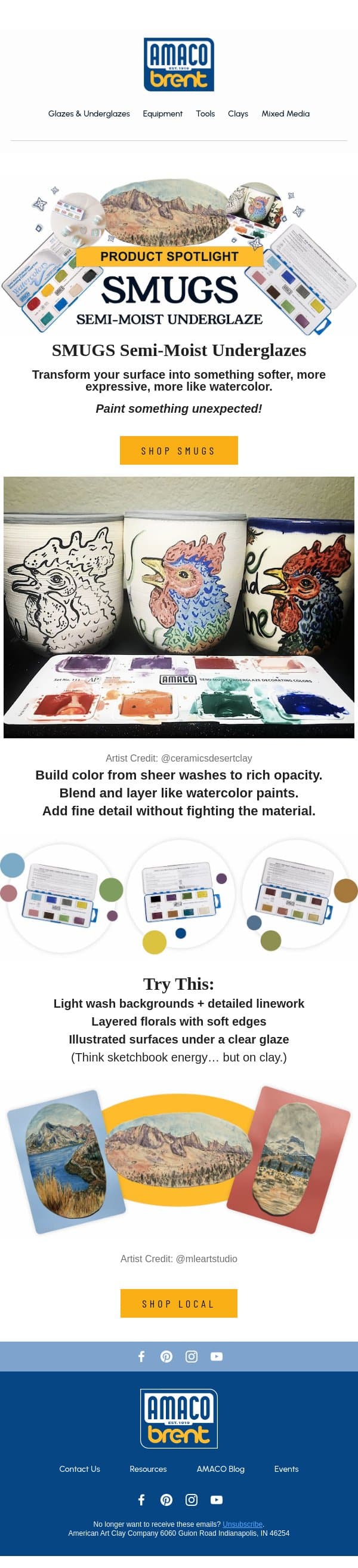 Underglaze That Feels Like Watercolor email from AMACO screenshot