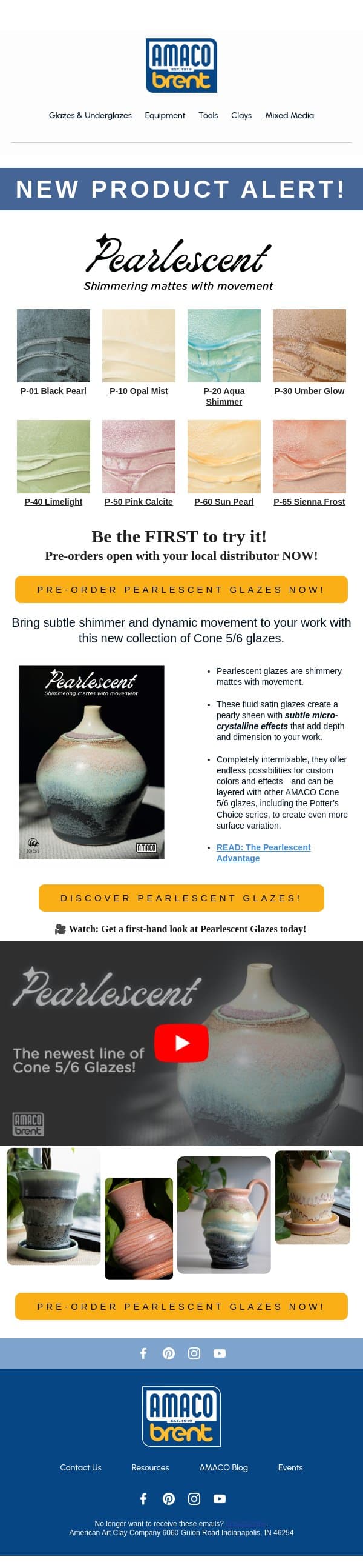Be the FIRST to Try Our New Glaze Collection! email from AMACO screenshot