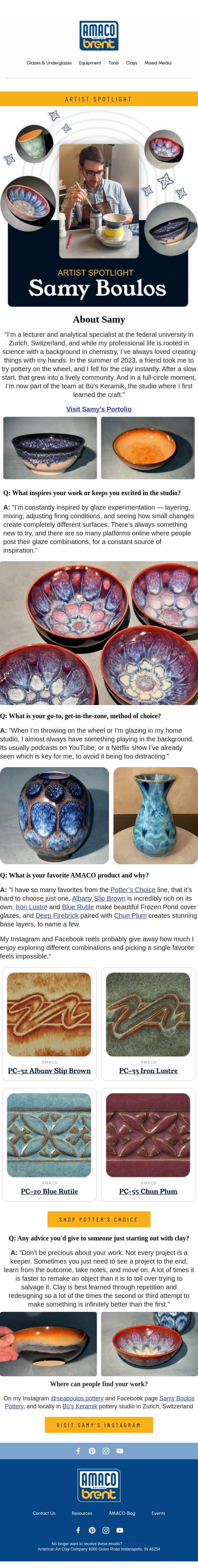 Artist Spotlight: Samy Boulos email from AMACO screenshot