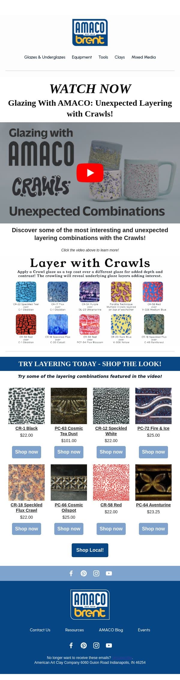 🎥 Watch: Unexpected Layering Combinations with the Crawls! email from AMACO screenshot