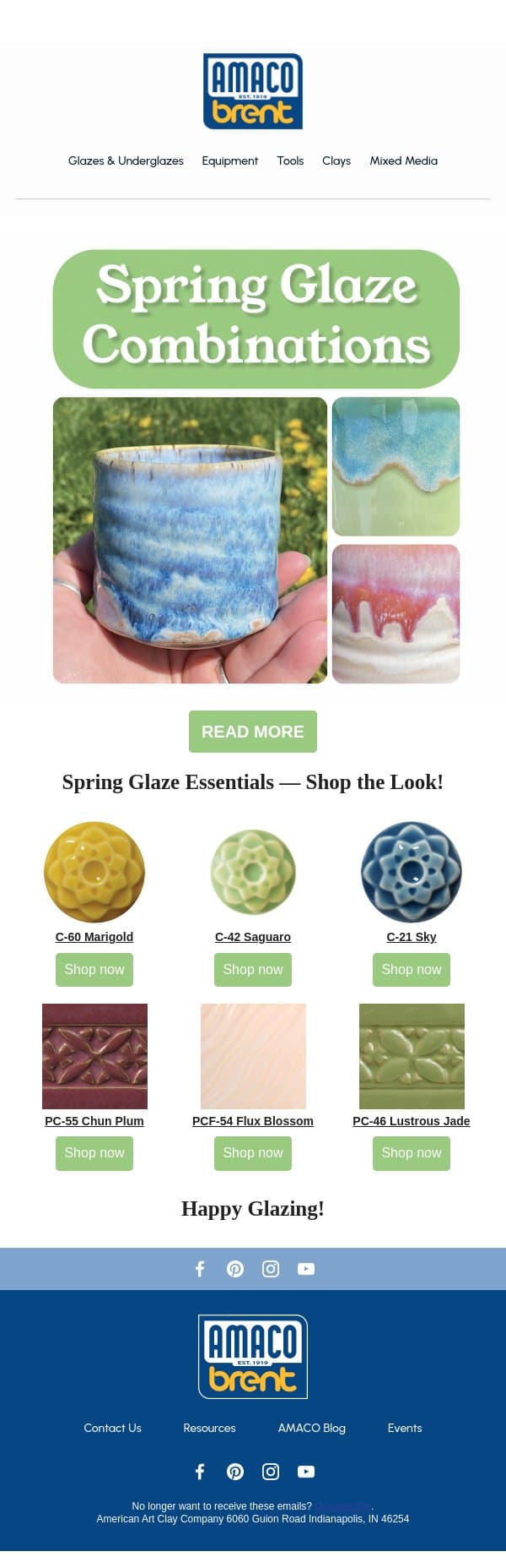 🌼 Spring Glaze Magic Awaits You! email from AMACO screenshot