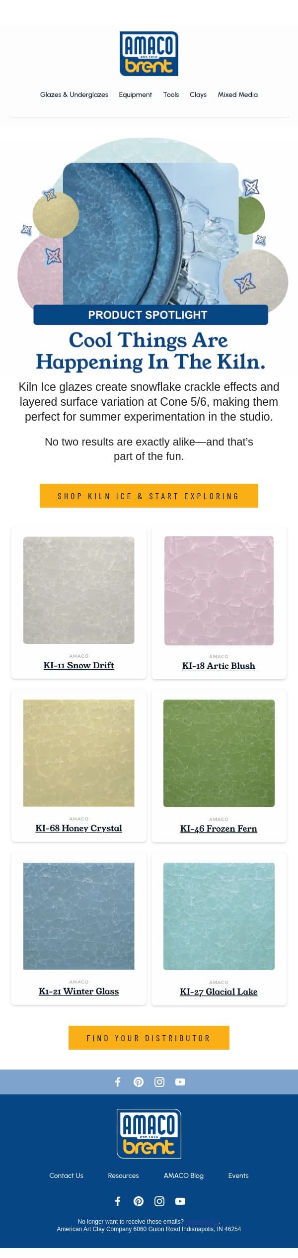 Summer studio pick: Kiln Ice email from AMACO screenshot