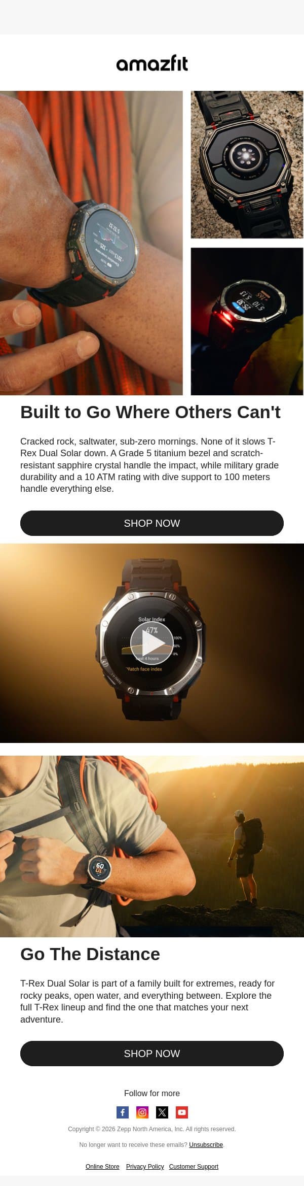 Engineered for Adventure email from Amazfit screenshot