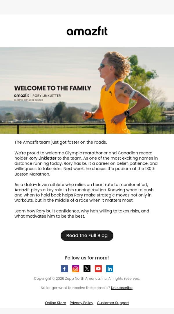 High Risk, High Reward: Meet Our Newest Athlete email from Amazfit screenshot