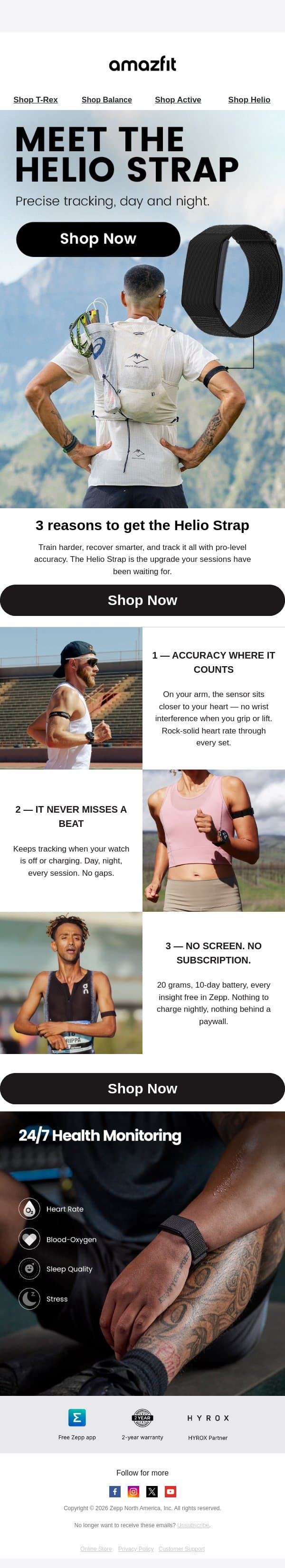 3 Reasons to Get the Helio Strap email from Amazfit screenshot