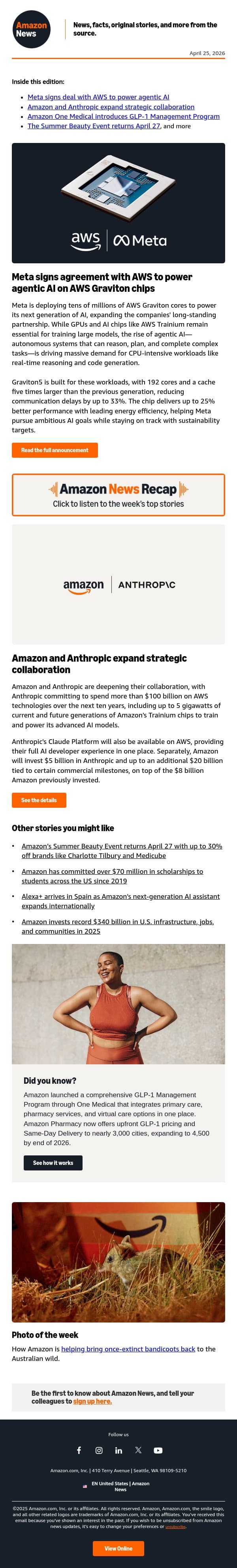 Meta signs deal with AWS to power agentic AI email from Amazon screenshot