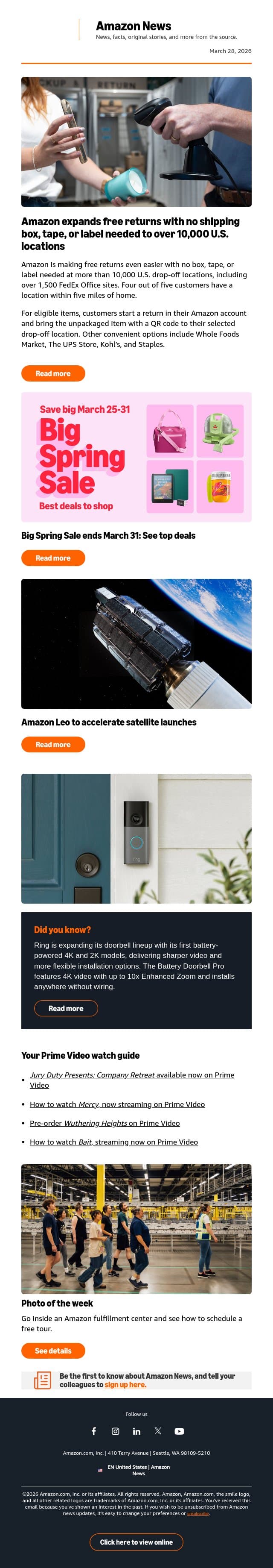 Free Amazon returns just got easier with FedEx email from Amazon screenshot