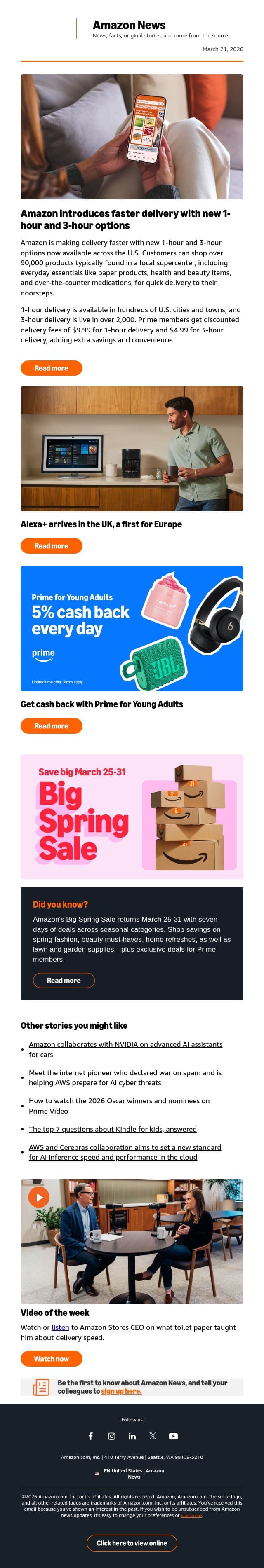 Amazon's Big Spring Sale returns March 25 email from Amazon screenshot