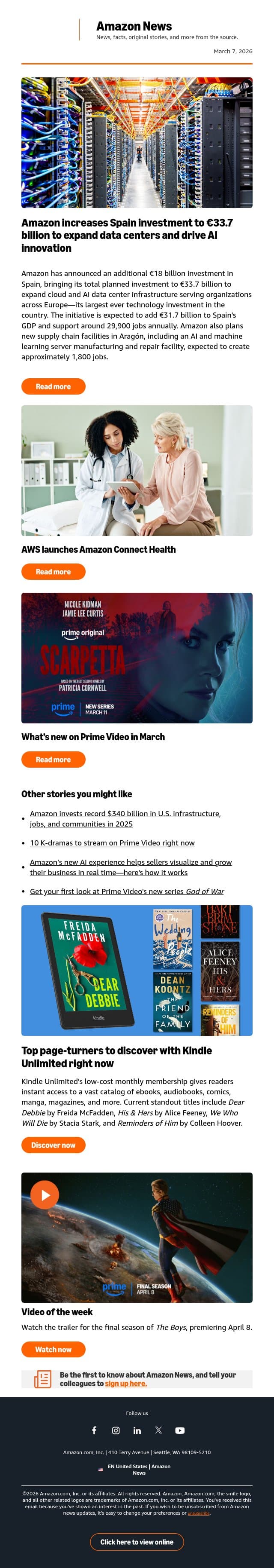 Amazon boosts Spain investment in AI and cloud email from Amazon screenshot