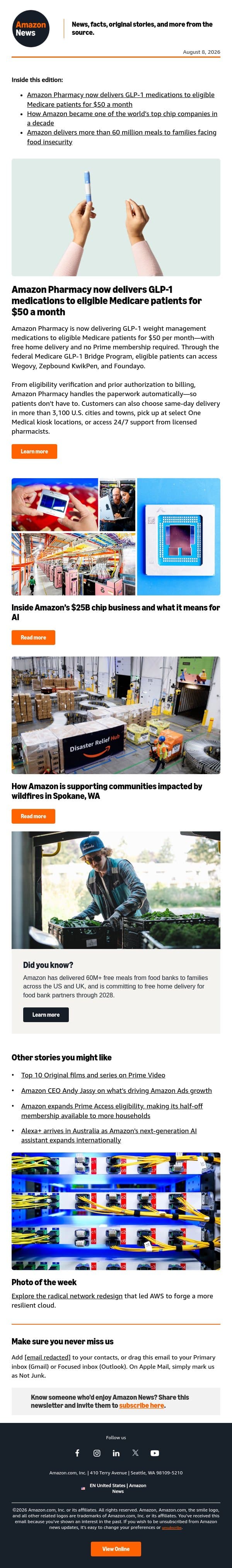 Amazon Pharmacy brings GLP-1s to Medicare patients for $50/month email from Amazon screenshot