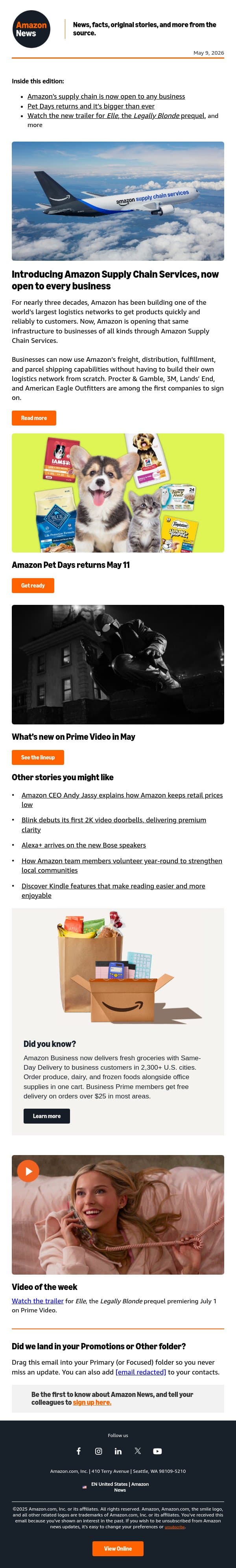 Amazon opens its supply chain to any business email from Amazon screenshot